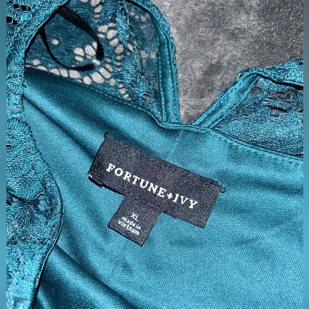 Elegant Teal Lace Dress - Picture 8 of 12